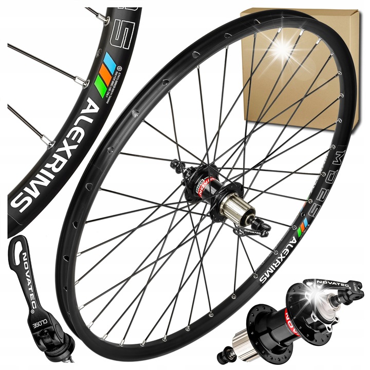 Комплектно колело за велосипед, 29'', ALEXRIMS MD25, безкамерно, 622x25mm, с главина NOVATEC, 32 спици, черно