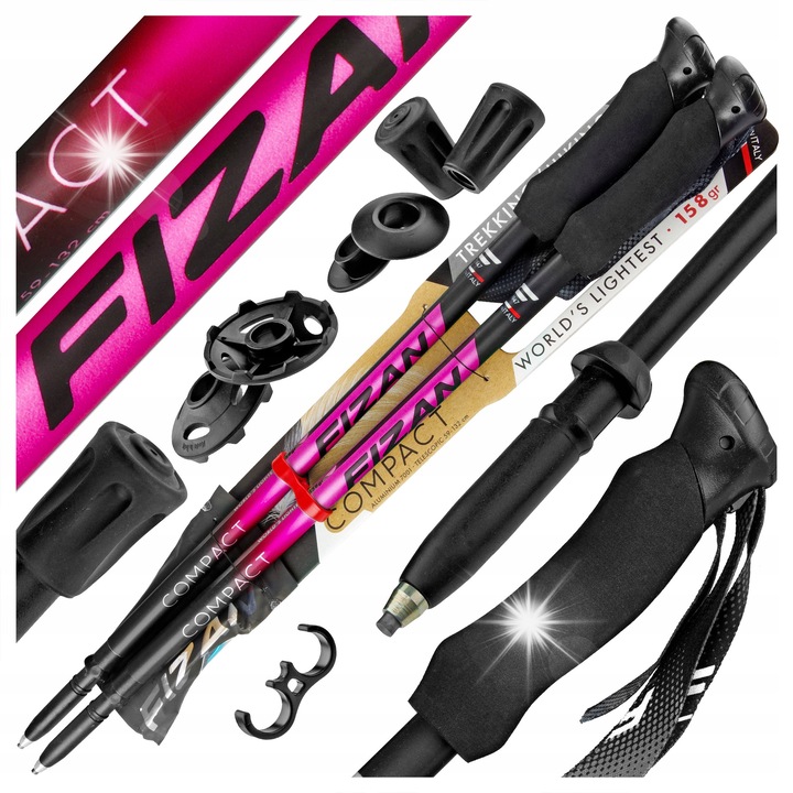 Трекинг щеки Fizan Compact, розови, 59-132 см, 3 секции, тегло 158 гр