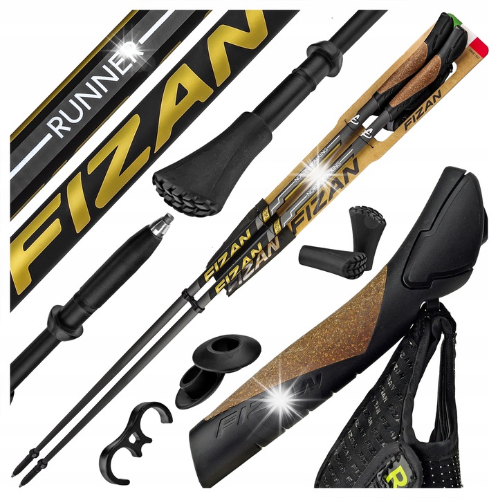 Трекинг щеки Fizan RUNNER карбон 110 см, тегло 162 гр, ергономични, с ръкавици FR3 Air