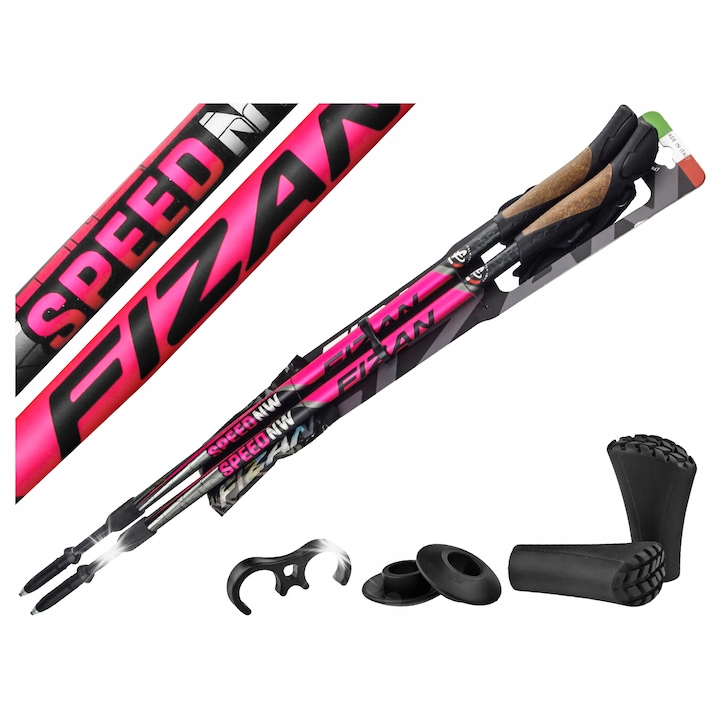 Трекинг щеки Fizan Speed, розови, регулируеми 75-125см, антивибрационна система, тегло 195гр