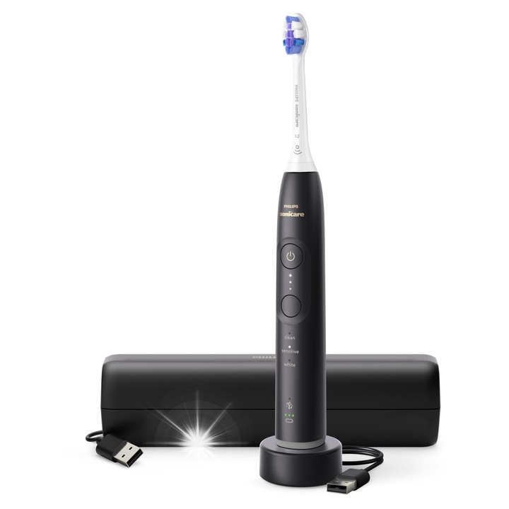 Електрическа четка за зъби Philips Sonicare 6500 HX7411/02, 3 нива на интензитет, 2 глави