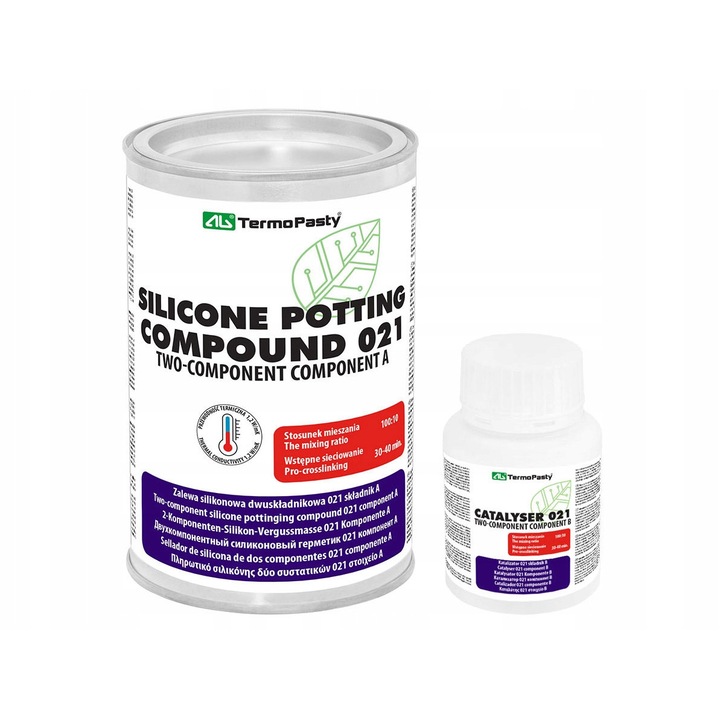 Rasina siliconica bicomponenta 021, 1kg, AG TermoPasty, metalic, utilizare in electronica