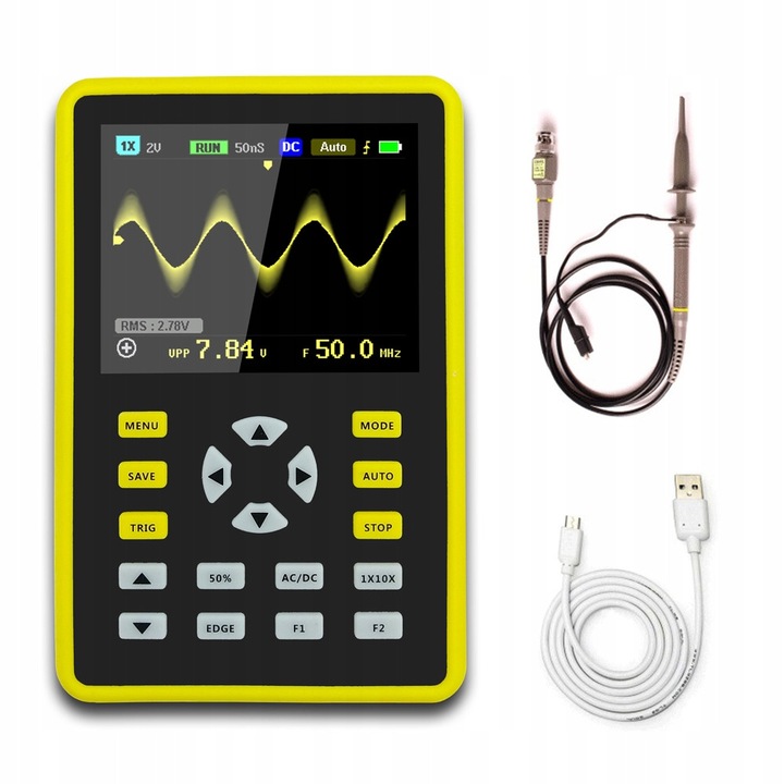 Osciloscop portabil DANIU ADS5012H, 100MHz, 500MSa/s, ecran 2,4", set complet