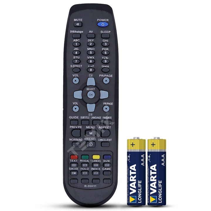 Telecomandă TEMIX, neagră, cu baterii incluse