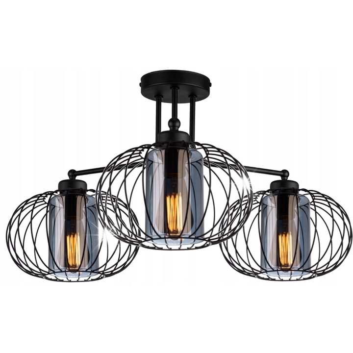 Висяща лампа, черна, с графитен абажур, размери 40x65см, E27