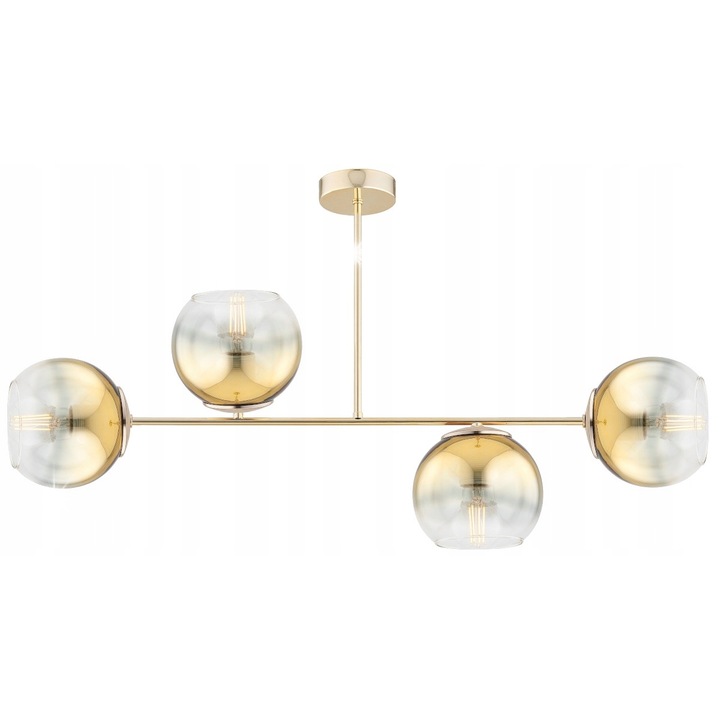 Метална висяща лампа Astra, златна, 40x80см, със стъклен абажур, E27, напълно сглобен продукт