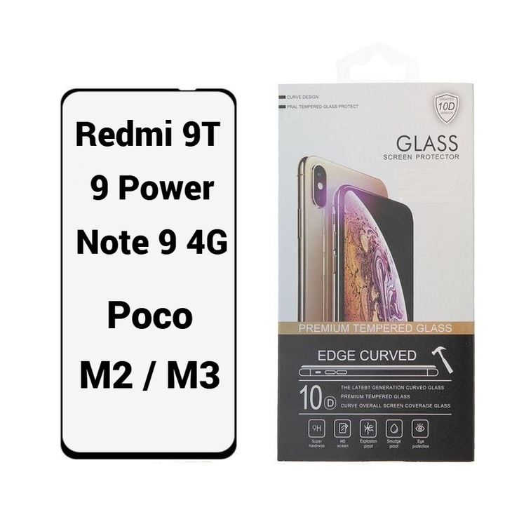Folie Protectie Ecran 10D pentru Xiaomi Redmi 9T / 9 Power / Note 9 4G // Poco M3