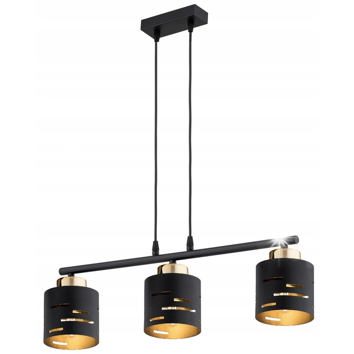 Висяща лампа Vox, метал, черна, 20-100 см x 60 см, с регулиране на височината, E27