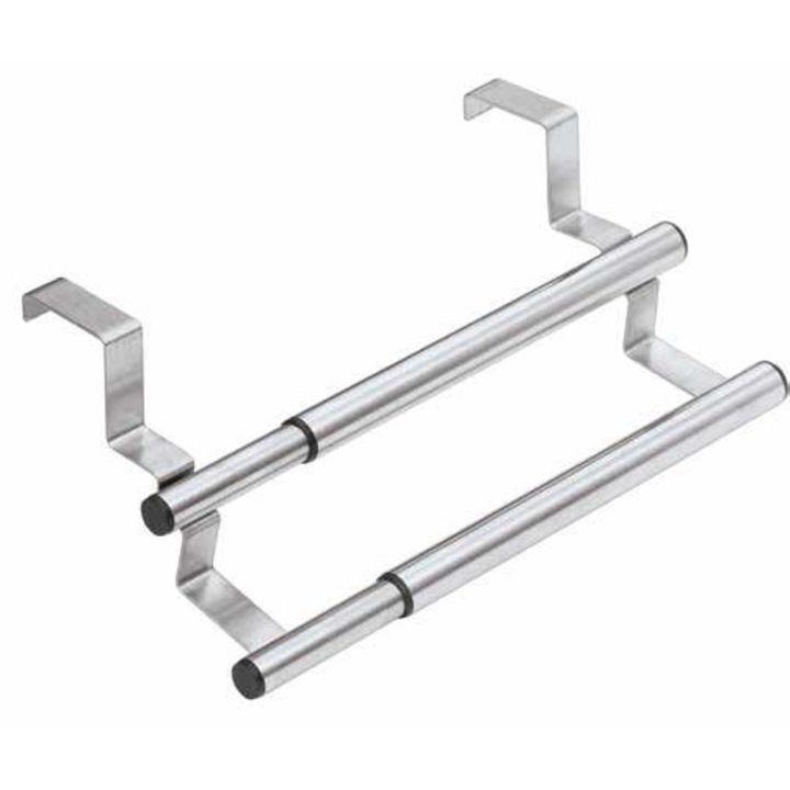Suport dublu pentru prosoape, din inox, cu dimensiune reglabila 25 / 40 x 14 x 10.5 cm