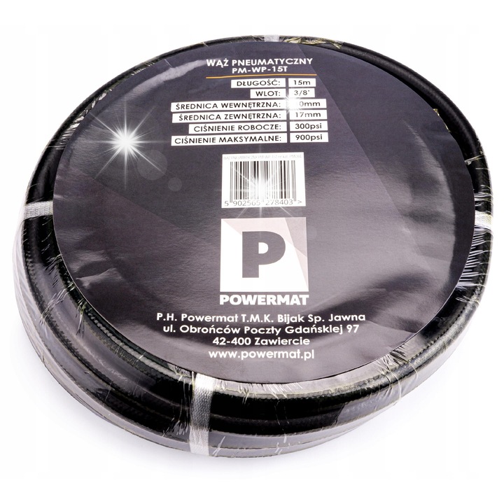 Пневматичен маркуч Powermat 10x17mm, 15м, маслоустойчив, гъвкав