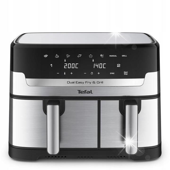 Мултифункционален фритюрник Tefal DualEasy EY905D10, 8 автоматични програми, 5,2л, черен