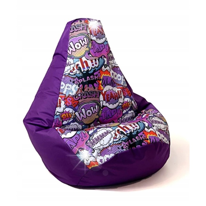 Фотьойл тип пуф барбарон, многоцветен L 105x80см, форма на круша, водоустойчив, със свалящ се калъф