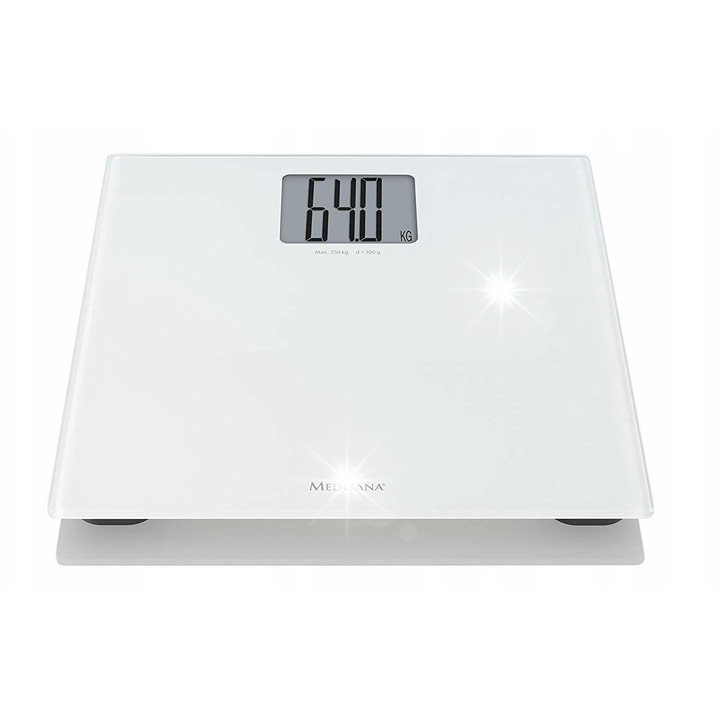 Кантар за тяло Medisana PS 470 XL, капацитет 250 кг, голям LCD дисплей, 34x34x2,5 см