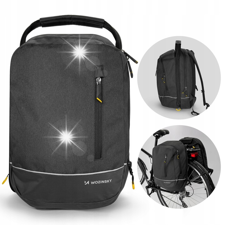 Велосипедна чанта 2 в 1 Wozinsky WBB30BK, 30л, черна, 43x32x20см