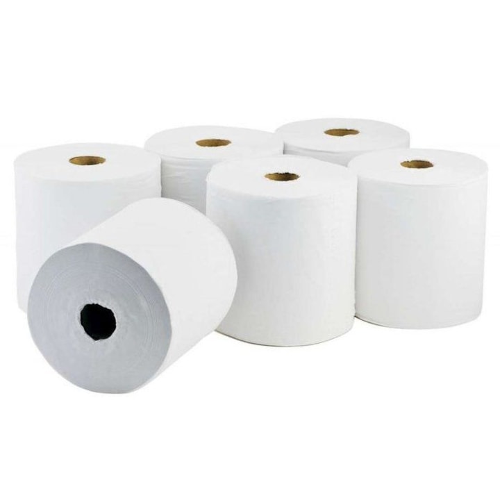 Rola prosop hartie, 2 straturi, alba, 115m, set 6buc/bax