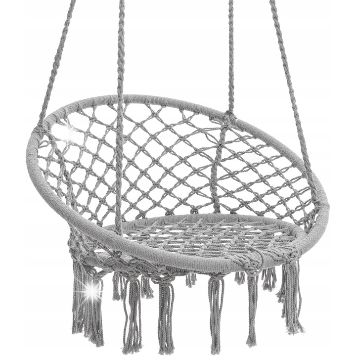 Хамак Бохо, GALAXIA, Щъркелово гнездо, сив, 80x80см, комплект за интериор и екстериор