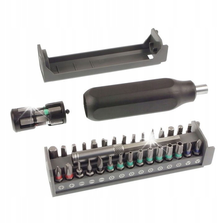 Комплект отвертки с 46 бита, 45 прецизни бита, алуминий, ергономични