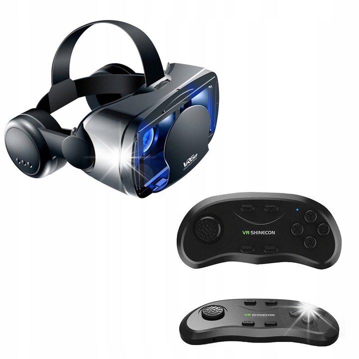 VR szemüveg szett Bluetooth távirányítóval, Strado, VRG Pro Plus, 5"-7", 120° látószög