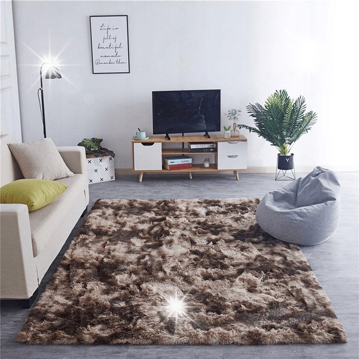 Килим Shaggy Strado Ombre Coffee 120x160см, неплъзгащ се, 3,5см дебелина, комплект