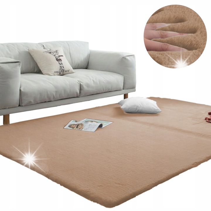 Килим шаги Rabbit LightCamel 200x200 см, антиалергичен, мек