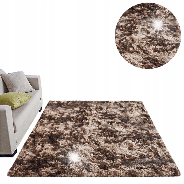 Килим Shaggy Ombre 100x150 см, Coffee, противоплъзгащ, 3,5 см дебелина, комплект