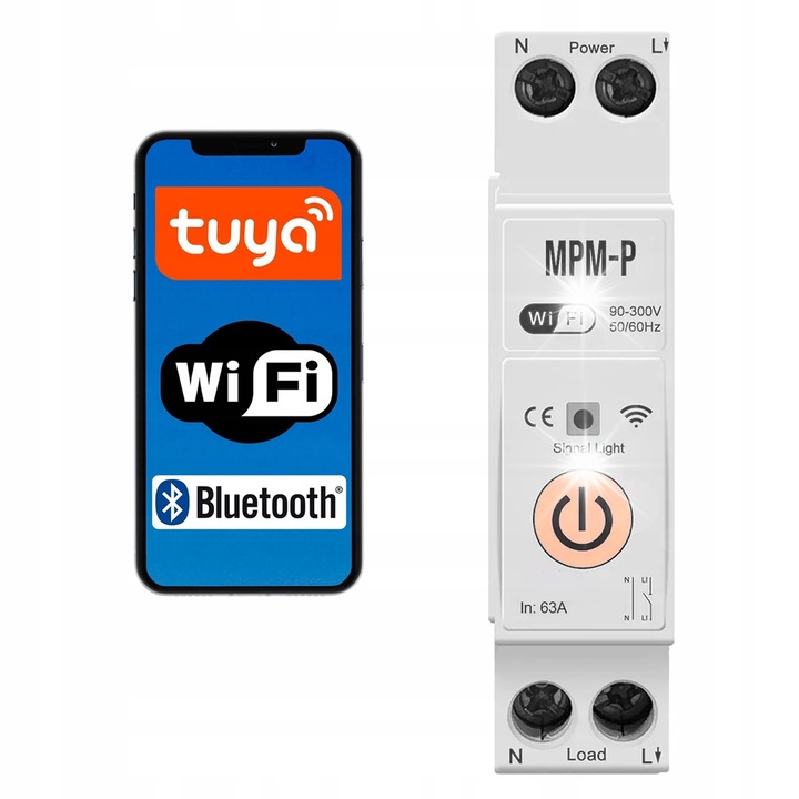 Adelid intelligens WiFi modul 63A, távvezérlés, automatizálás, 40,6x40,6x20mm