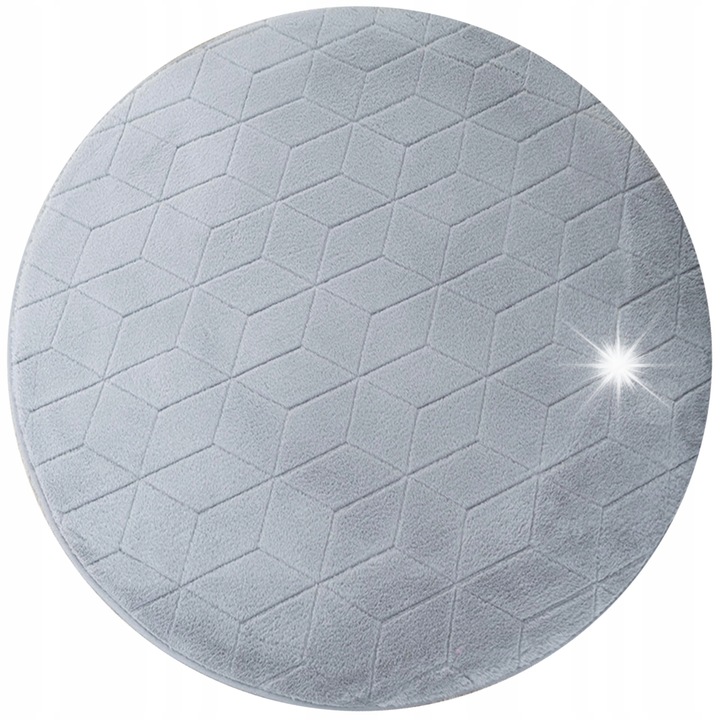 Кръгъл килим Rabbit 3D, 120x120см, светлосив, противоплъзгащ, полиестер