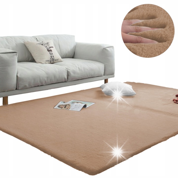 Килим Strado Rabbit 160x220см Светло камилско, антиалергичен, рошав