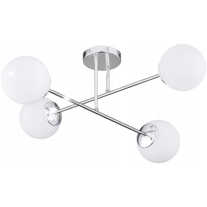 Лампа Milo, метална, хром, 28x70см, с бял стъклен абажур, E27, интериорно осветление