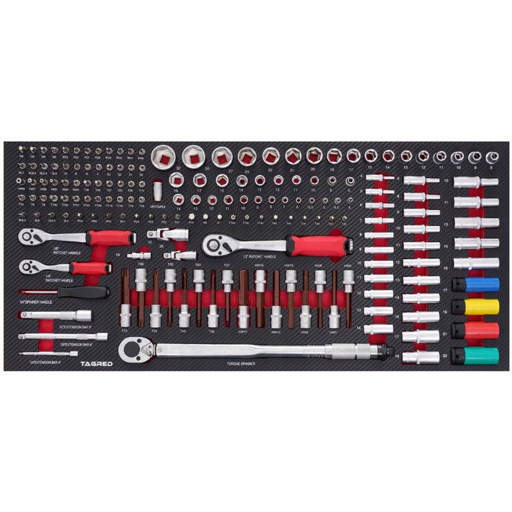 Комплект професионални ключове, Tagred, 172 части, Многоцветен