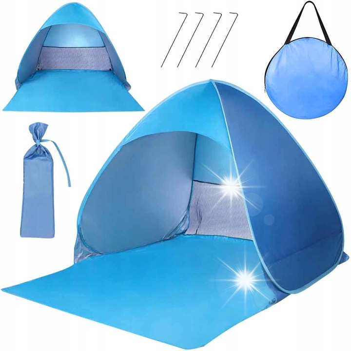 Stazer strandsátor, automata, 150x165x110cm, kék, 6 rögzítővel és huzattal