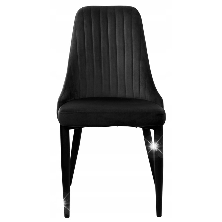 Кадифен стол Lorient, черен, 89x44x45см, с метални крака