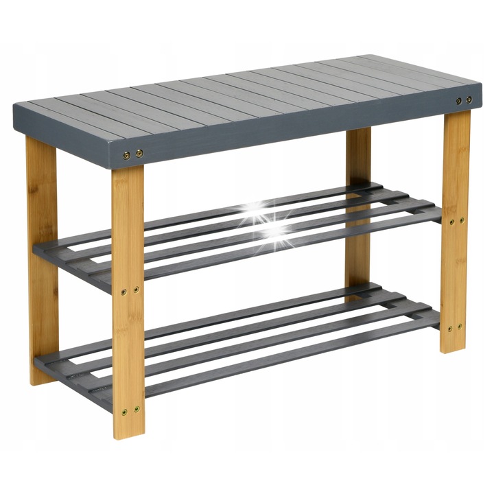 Gockowiak MILOS cipőtartó pad, 2 szintes, szürke, 68,5x28x45cm