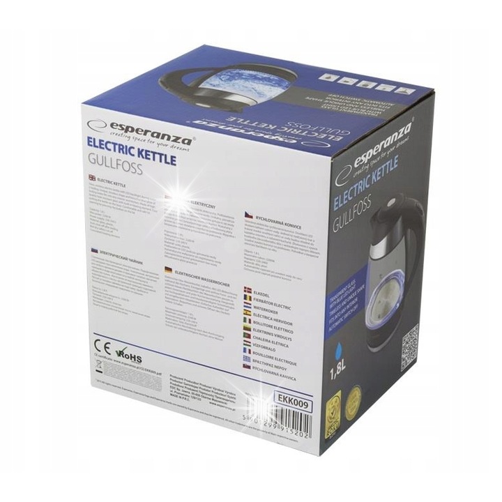Fierbator electric fara fir 1,7 L, 2200 W, filtru antiosadu, negru