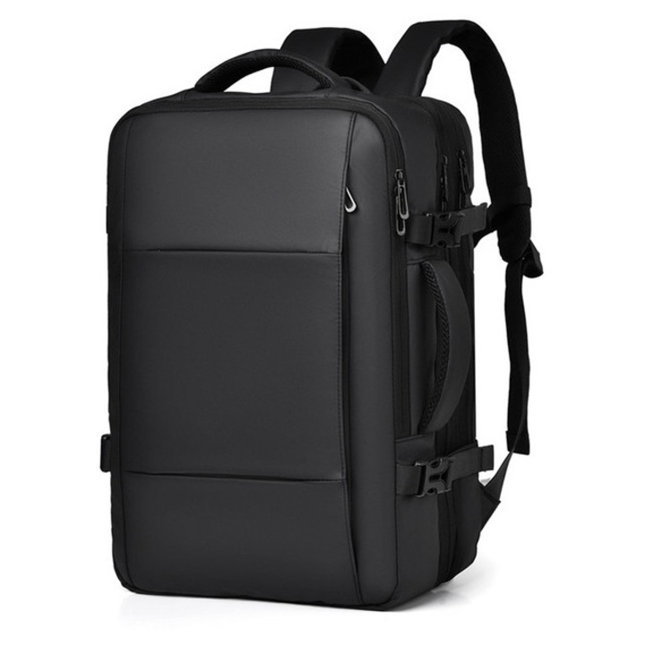 Utazótáska, multifunkcionális hátizsák, laptoptáska, laptoprekesszel, vízálló anyagból, 16 hüvelykes laptop tárolására alkalmas, 90 fokban nyitható ruhák és különféle kiegészítők tárolására, 45x30x20cm, fekete