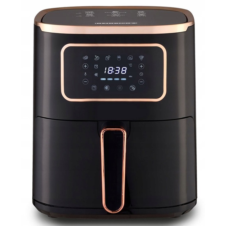 Heinrich's 5L olaj nélküli fritőz, 1450W, 6 program, fekete