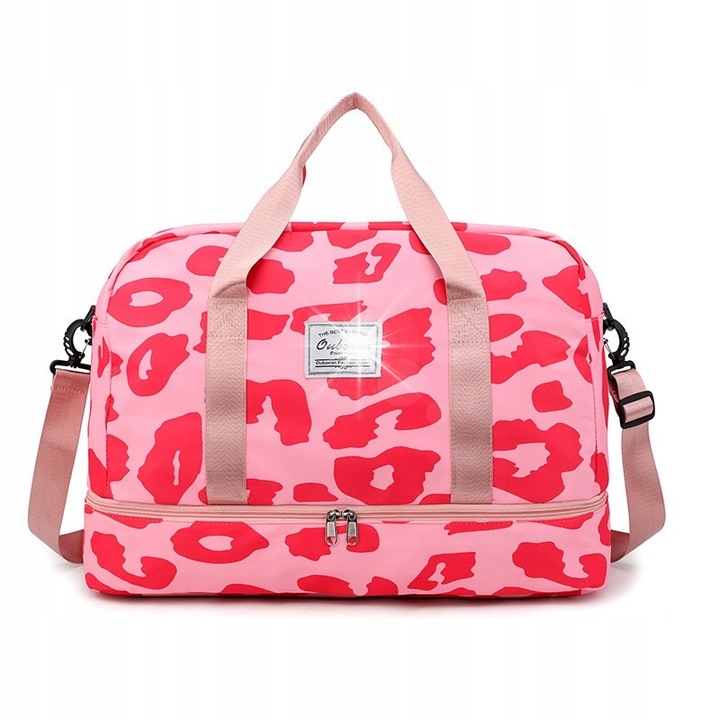 ECARLA utazótáska, párduc rózsaszín, 2 rekeszes, 51x25x39cm
