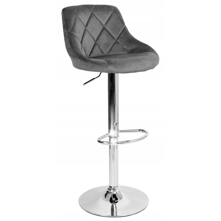 Бар стол Cydro, графитено кадифе, регулируема височина, въртене на 360°