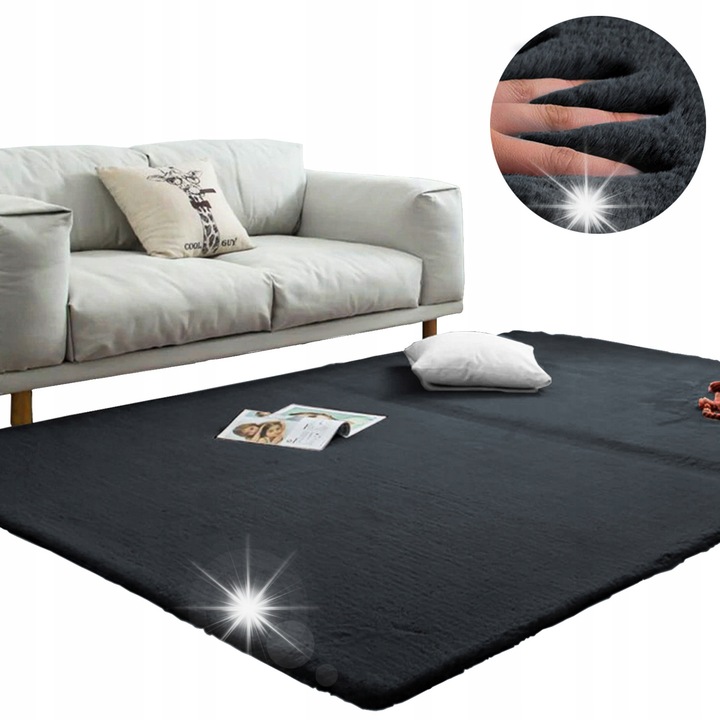 Килим Rabbit, Strado, тъмно сив, 120x170 см, антиалергичен, мек