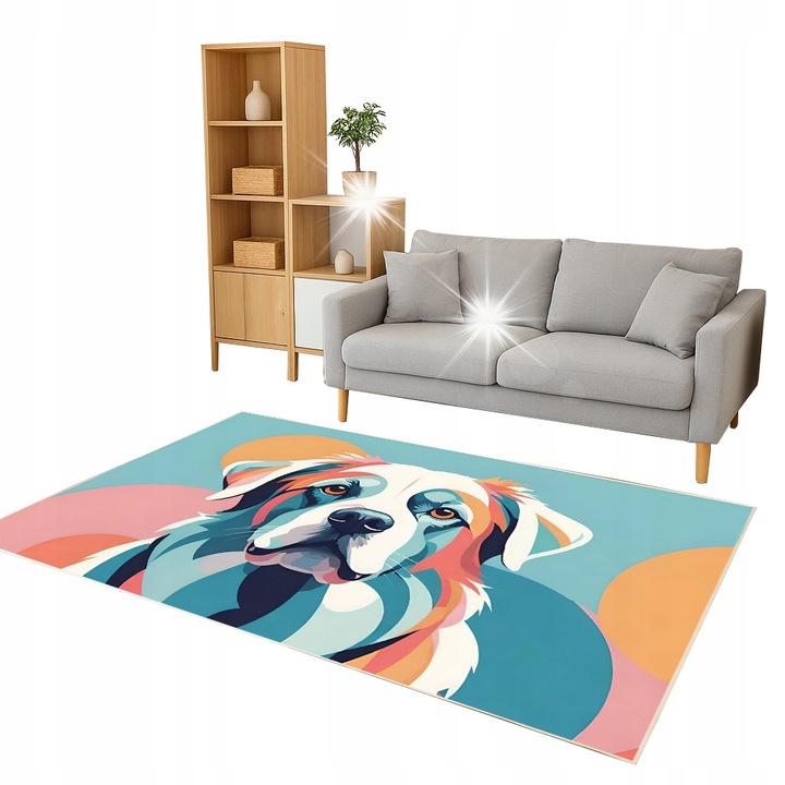 Цветен килим с куче Strado 140x200см, противоплъзгащ, модерен