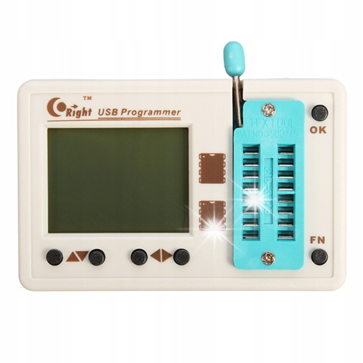 Univerzális EEPROM és Flash programozó, ZIF-16, USB, LCD, 128 MB, AVR, STM32, STM8-hez