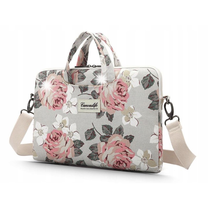 Canvaslife laptop táska, Briefcase modell, virágos, 42x30x2,5cm, 1 db-os készlet