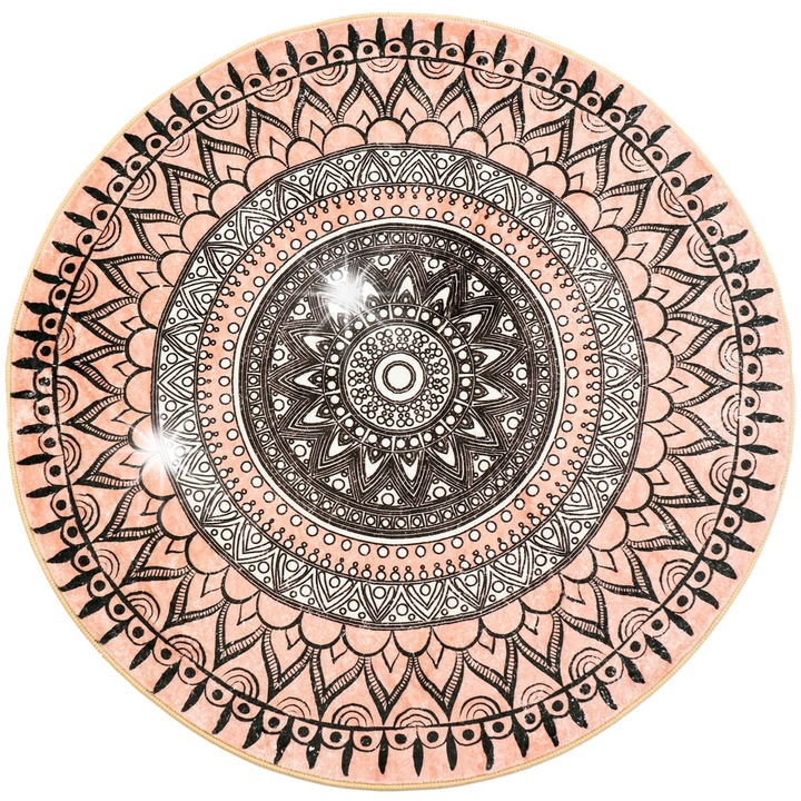 Кръгъл килим Novo, 100см, многоцветен, противоплъзгащ, 6мм къс косъм