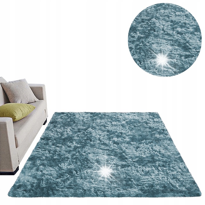 Килим Shaggy Strado Ombre Navy 120x160cm, противоплъзгащ, 3,5см дебелина