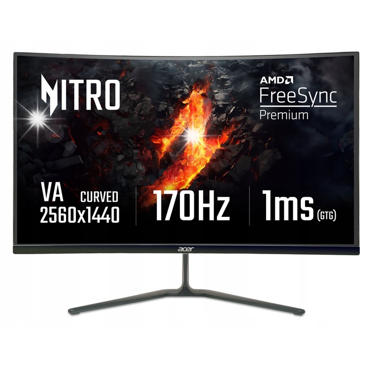 Acer ED270U 27" WQHD 2560x1440 ívelt gamer monitor, 170Hz, 1ms, fekete