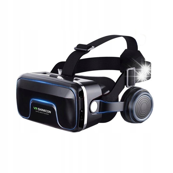 VR Shinecon 10 szemüveg, beépített fejhallgatóval, 4.7-6.3"-os eszközökkel kompatibilis, fekete színű