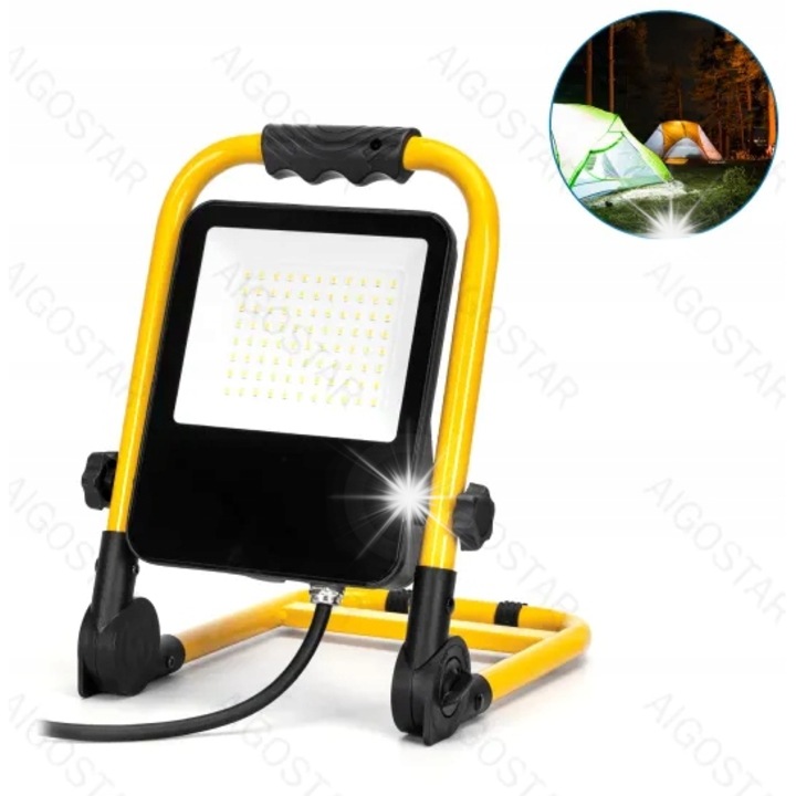 Прожектор Aigostar 50W, 6500K, 4500 lm, IP44, 180 см