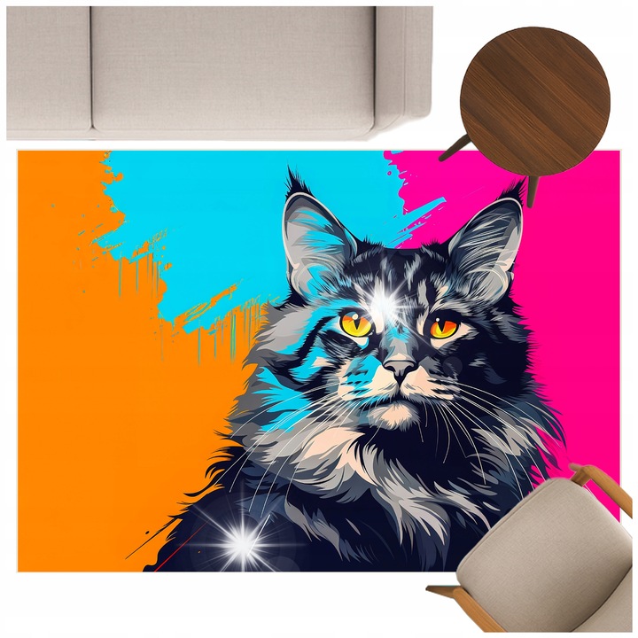 3D килим Strado MainCoon 140x200 см, модерен дизайн, устойчив на износване, противоплъзгащ, многоцветен