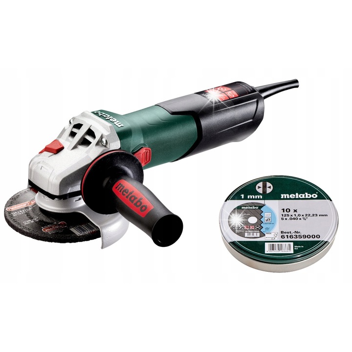 Polizor unghiular Metabo, WEV 11-125, 1100W, 125mm, set cu 10 discuri