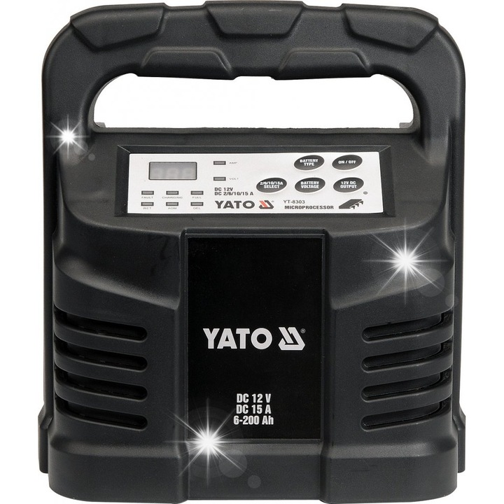 Зарядно устройство за кола Yato, 12V 15A, 6-200Ah